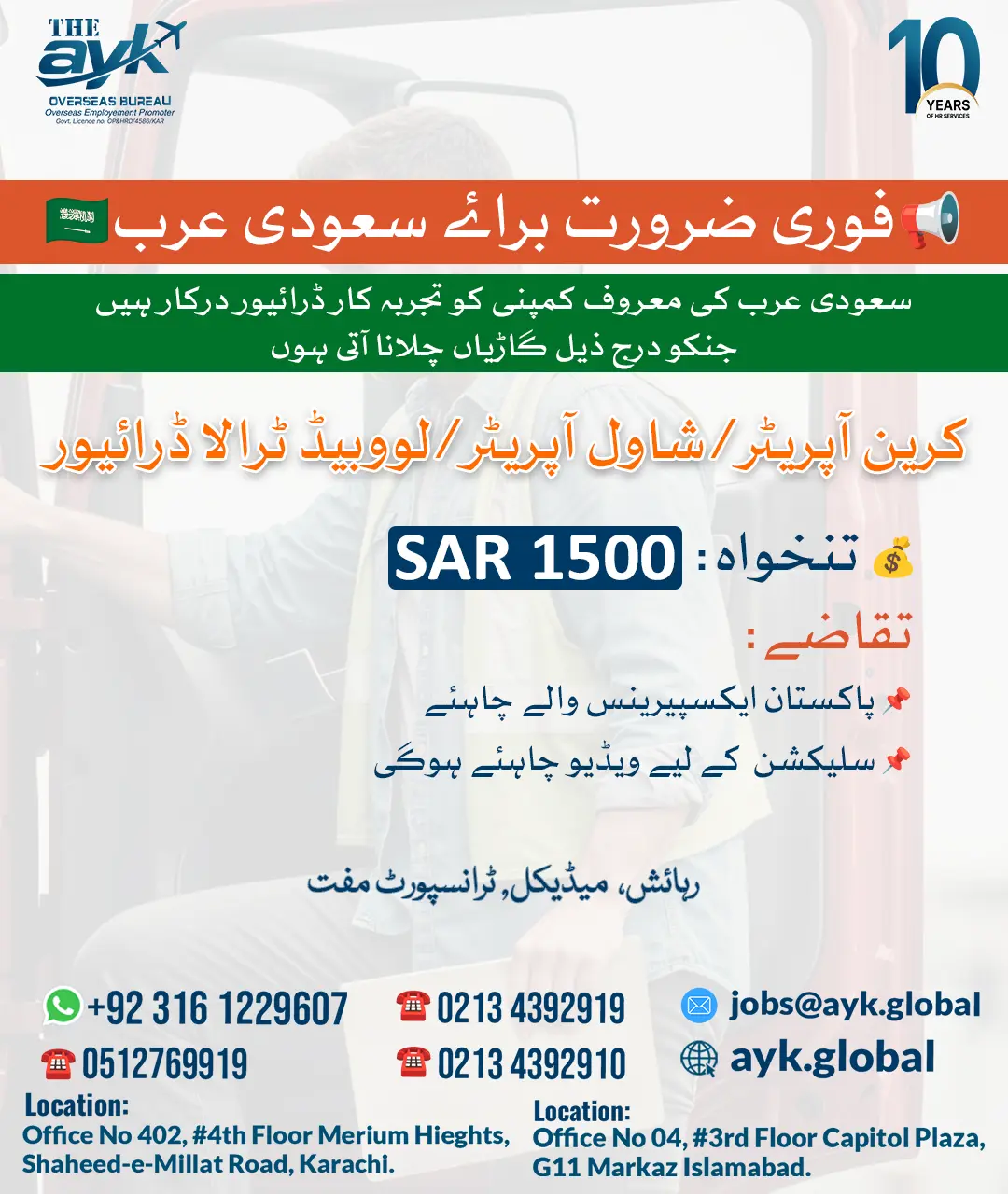 Crane Operator Showal Operator Lowbed Trala Driver Jobs in Saudi Arabia for Pakistanis 2026